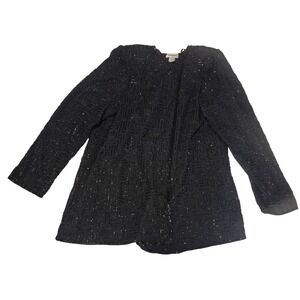 Mark & John by Gopal Vintage Black Beaded Silk Jacket XL Geometric Maze Formal